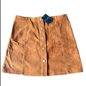 NWT Topshop Mini Skirt Sz 8 Brown Corduroy Button Front Casual